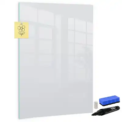 Magnetisch glazen memobord voor aan de muur in de kleur off-white