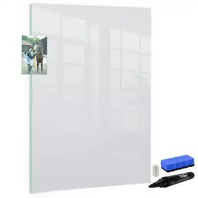 Magnetisch glazen memobord voor aan de muur in de kleur off-white