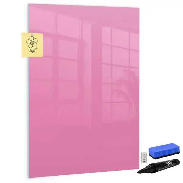 Magnetisch memobord van glas voor aan de muur in het roze