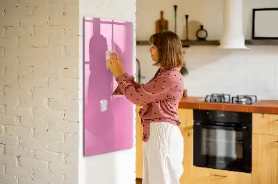Magnetisch memobord van glas voor aan de muur in het roze