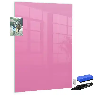 Magnetisch memobord van glas voor aan de muur in het roze