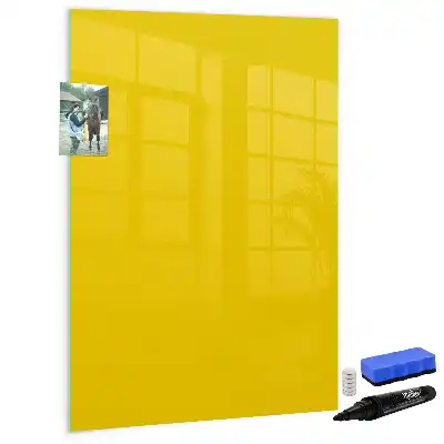 Glazen magneetbord met decoratieve print in de kleur lichtgeel