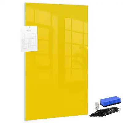 Glazen magneetbord met decoratieve print in de kleur lichtgeel
