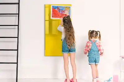 Glazen magneetbord met decoratieve print in de kleur lichtgeel