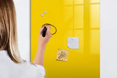 Glazen magneetbord met decoratieve print in de kleur lichtgeel