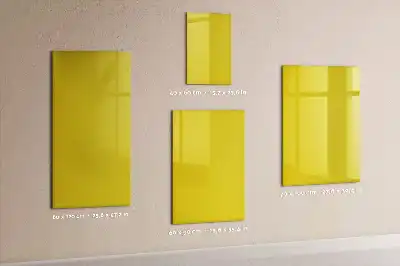 Glazen magneetbord met decoratieve print in de kleur lichtgeel
