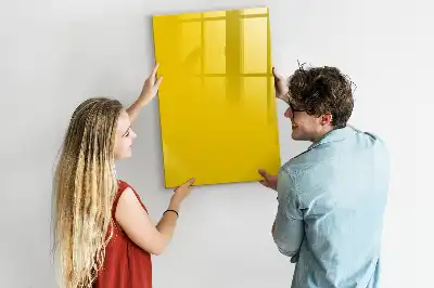 Glazen magneetbord met decoratieve print in de kleur lichtgeel