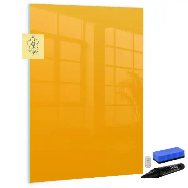 Magnetisch memobord van glas goudgeel