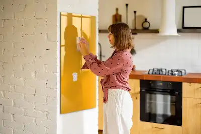 Magnetisch memobord van glas goudgeel