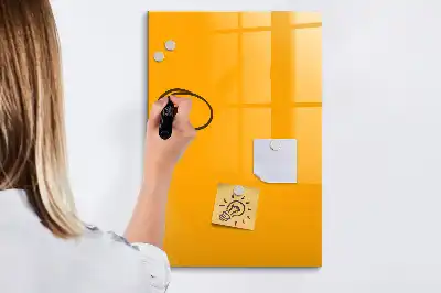 Magnetisch memobord van glas goudgeel