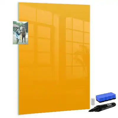 Magnetisch memobord van glas goudgeel