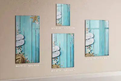 Glazen magneetbord met decoratieve print met blauwe strandplanken