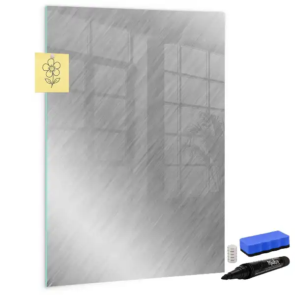 Magnetisch glazen memobord voor aan de muur in metaalglans