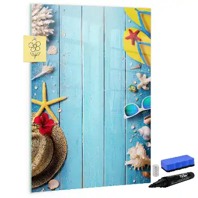 Glazen magneetbord met decoratieve strandprint