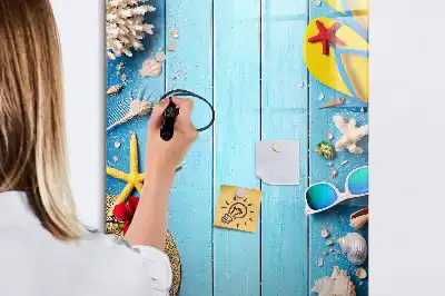 Glazen magneetbord met decoratieve strandprint