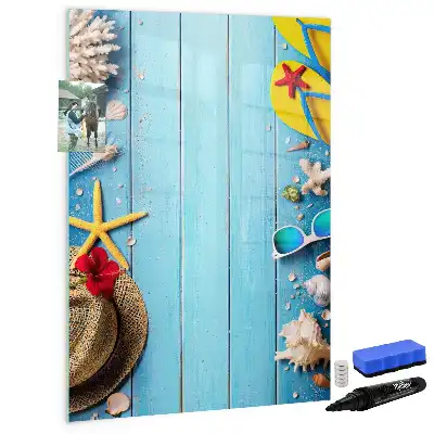 Glazen magneetbord met decoratieve strandprint