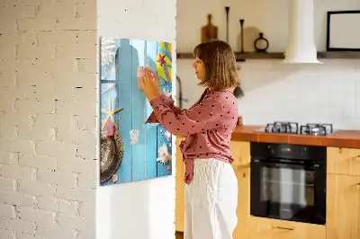 Glazen magneetbord met decoratieve strandprint