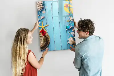 Glazen magneetbord met decoratieve strandprint