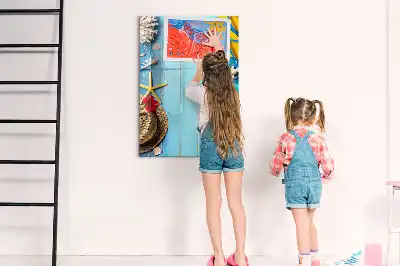 Glazen magneetbord met decoratieve strandprint