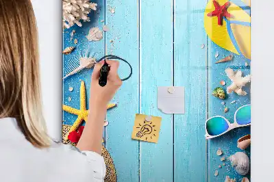 Glazen magneetbord met decoratieve strandprint