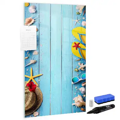 Glazen magneetbord met decoratieve strandprint