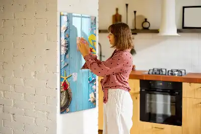 Glazen magneetbord met decoratieve strandprint