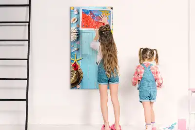Glazen magneetbord met decoratieve strandprint