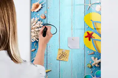 Glazen magneetbord met decoratieve strandprint
