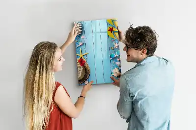 Glazen magneetbord met decoratieve strandprint