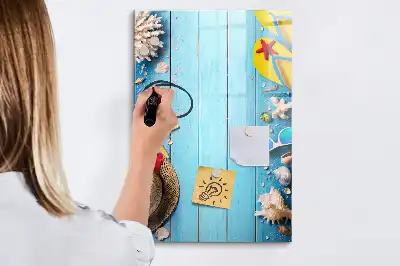 Glazen magneetbord met decoratieve strandprint