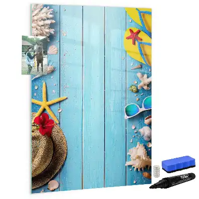Glazen magneetbord met decoratieve strandprint