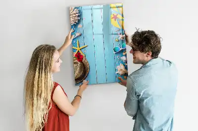 Glazen magneetbord met decoratieve strandprint