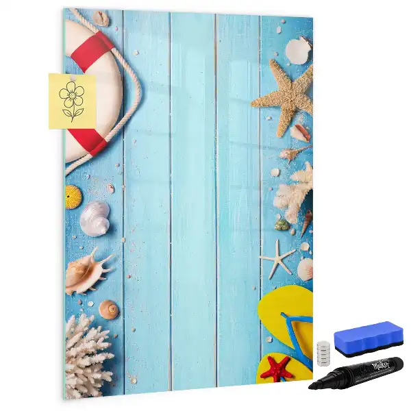 Magnetisch memobord van glas uitvoering voor strandliefhebbers