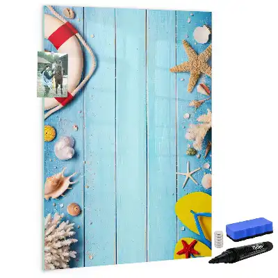 Magnetisch memobord van glas uitvoering voor strandliefhebbers