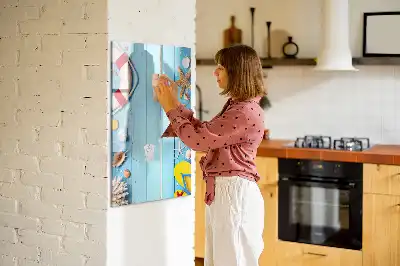 Magnetisch memobord van glas uitvoering voor strandliefhebbers