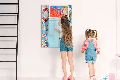 Magnetisch memobord van glas uitvoering voor strandliefhebbers
