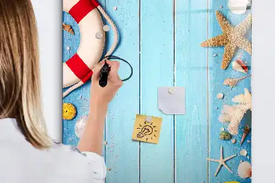 Magnetisch memobord van glas uitvoering voor strandliefhebbers
