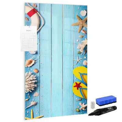 Magnetisch memobord van glas uitvoering voor strandliefhebbers