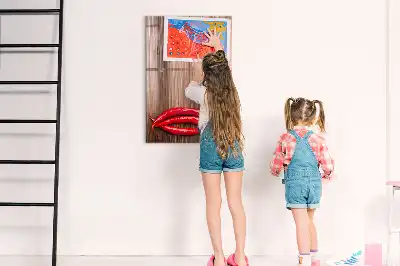 Magnetisch glazen memobord met afbeelding van chilipepers op een houten plank