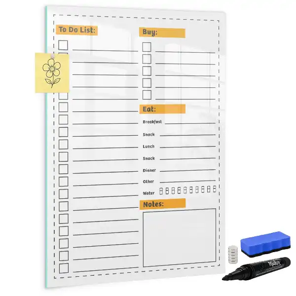 Glazen magneetbord met decoratieve print to-do lijst