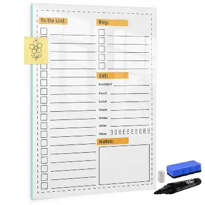 Glazen magneetbord met decoratieve print to-do lijst