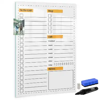 Glazen magneetbord met decoratieve print to-do lijst