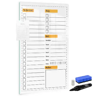 Glazen magneetbord met decoratieve print to-do lijst
