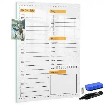 Glazen magneetbord met decoratieve print to-do lijst