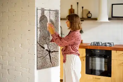 Magnetisch glazen memobord voor aan de muur met motief van een boomstam dwarsdoorsnede