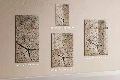 Magnetisch glazen memobord voor aan de muur met motief van een boomstam dwarsdoorsnede