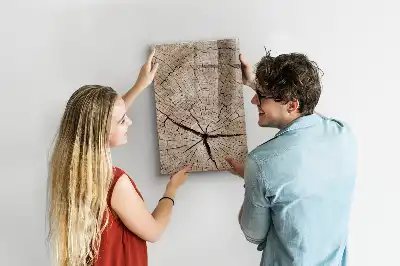 Magnetisch glazen memobord voor aan de muur met motief van een boomstam dwarsdoorsnede