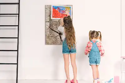 Magnetisch glazen memobord voor aan de muur met motief van een boomstam dwarsdoorsnede