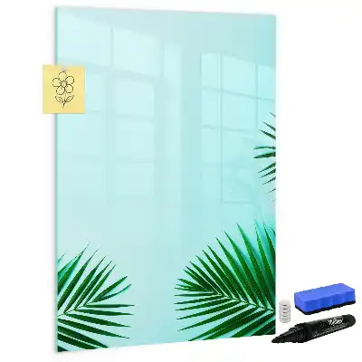 Glazen magneetbord met decoratieve print met exotische bladeren