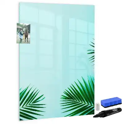 Glazen magneetbord met decoratieve print met exotische bladeren